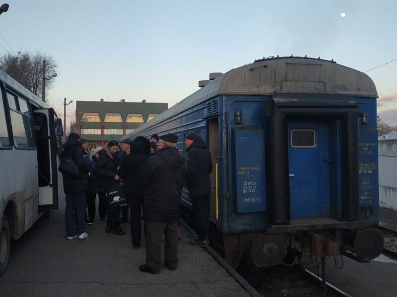 Group of children being evacuated from Ukraine