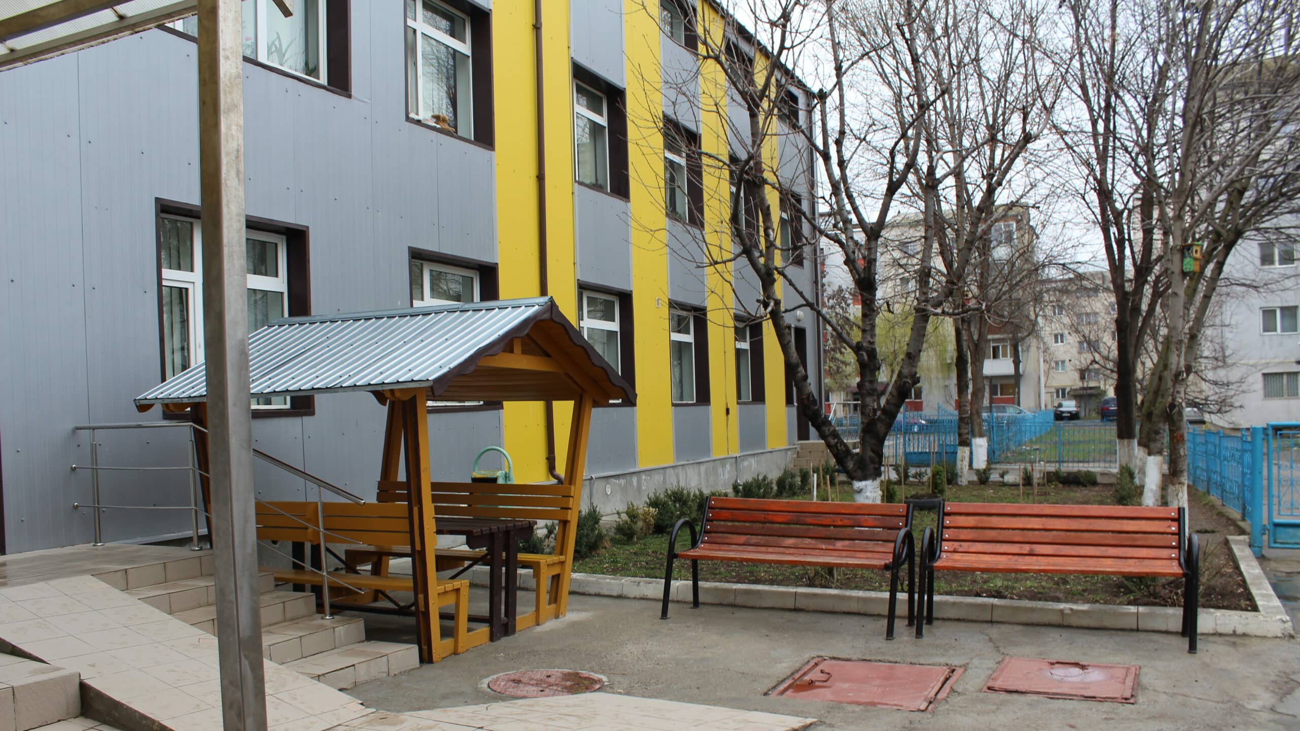 An exterior shot of an orphanage in Romania.