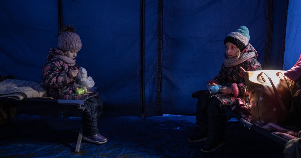 Refugees fleeing Ukraine via the Siret border crossing in northeastern Romania
