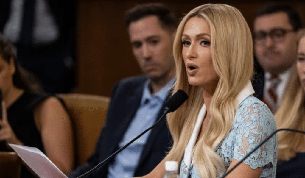 Paris Hilton testifying in Congress.